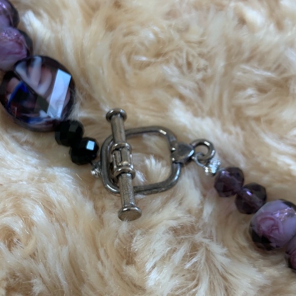 Cherry Blossom Swirl Artisan Made Stunning Glass Crystal Bead Collar Necklace - Picture 5 of 5